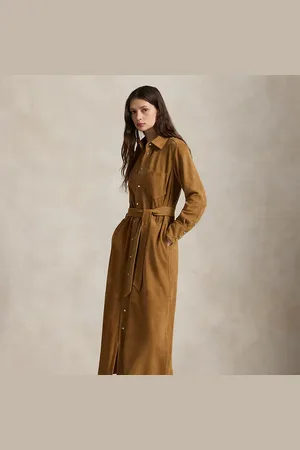 Ralph Lauren Robe-chemise ceinturée en daim