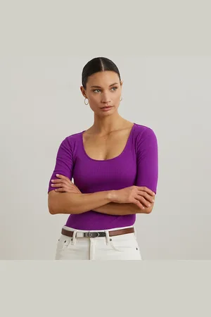 Ralph Lauren T-shirt côtelé en coton mélangé