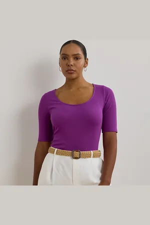 Ralph Lauren Grandes Tailles - T-shirt côtelé en coton mélangé