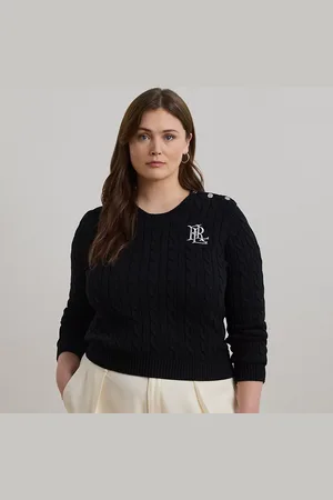 Ralph Lauren Grandes Tailles - Pull torsadé à boutons en coton