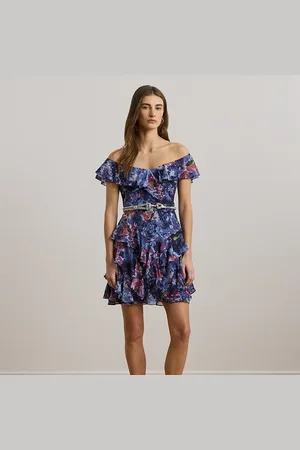 Ralph Lauren Robe de cocktail épaules dégagées motif