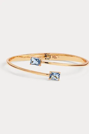 Ralph Lauren Bracelet à charnière plaqué or pierres