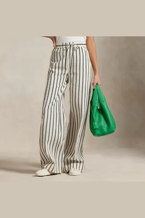 Ralph Lauren Pantalon large rayé en soie mélangée