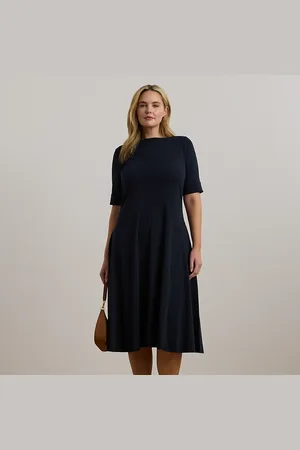 Ralph Lauren Grandes Tailles - Robe mi-longue en coton stretch côtelé