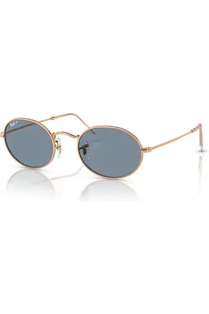 Ray-Ban Oval Metal Lunettes De Soleil Monture Verres Bleu Polarisé 54-21