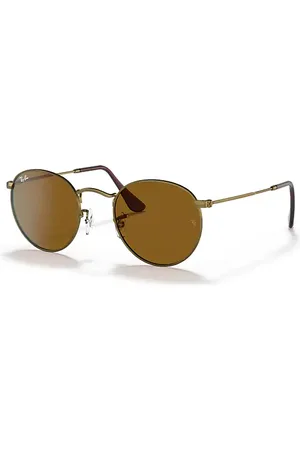 Ray-Ban Round Metal Antiqued Lunettes De Soleil Monture Verres Brun 47-21