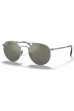 Ray-Ban Round Double Bridge Titanium Lunettes De Soleil Monture Verres Bleu Polarisé 50-21