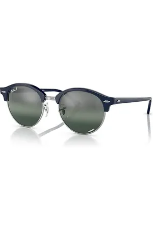 Ray-Ban Clubround Chromance Lunettes De Soleil Monture Verres Argent Polarisé 51-19