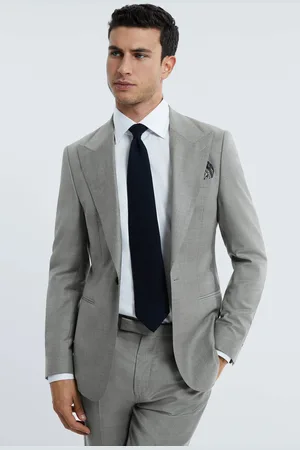 ATELIER Como - Gris chiné - Blazer ajusté à simple boutonnage en laine et cachemire