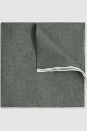 Reiss Siracusa - Pochette de costume en lin à bordure contrastée