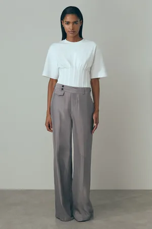 ATELIER Sofia - Pantalons à jambes larges et détail ceinture