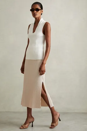 Reiss Pippa - Pleated Jersey Midi Skirt