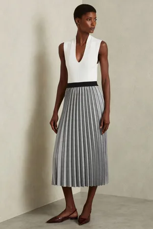 Reiss Nova - Checked Pleated Midi Skirt