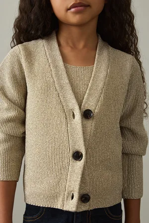 Reiss Mika - Metallic-Knit V-Neck Cardigan