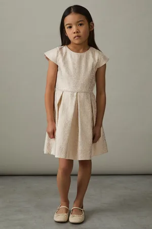 Reiss Nia - Brocade Cap-Sleeve Pleated Dress