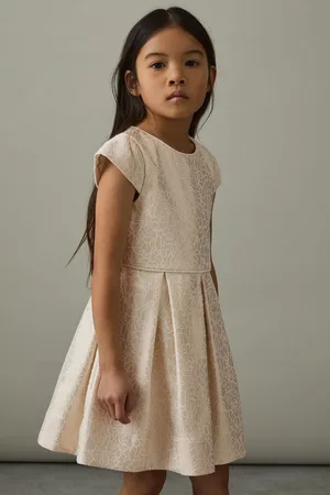 Reiss Nia - Brocade Cap-Sleeve Pleated Dress