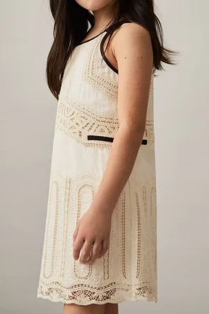 Reiss Crochia - Cotton Contrast-Trim Lace Dress