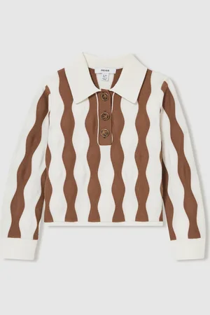 Reiss Ziggy - ZIGGY : Zig-Zag Knit Collared Jumper