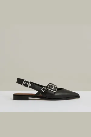 Reiss Lois - Leather Buckle-Strap Flat Mules