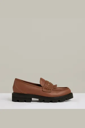 Reiss Lianna - Leather Fringed Chunky Penny Loafers