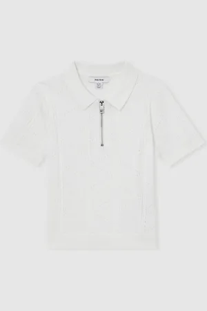 Reiss Spey - Spey Half Zip Pointelle Polo Shirt