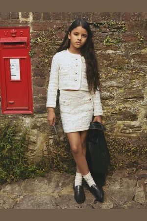 Reiss Felicity - Tweed-Effect Knitted Mini Skirt with Merino