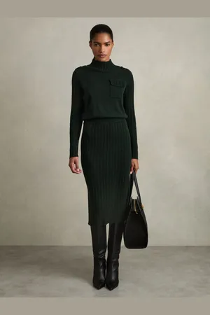 Reiss Floris - Wool-Blend Knitted Utility Midi Dress With Cashmere