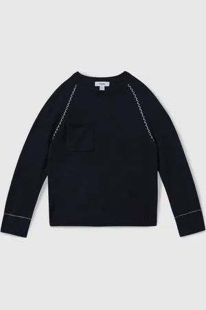 Reiss Lydia - Lydia Contrast Stitch Wool Blend Crew Neck Jumper