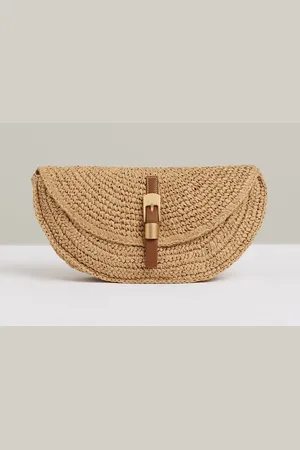 Reiss Aria - Aria Raffia Half-Moon Clutch Bag