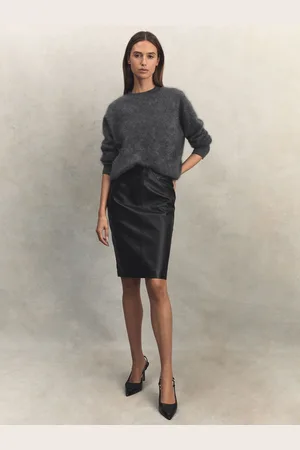Reiss Raya - Jupe mi longue taille haute en cuir