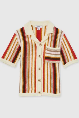 Reiss Candy - Candy Cotton Striped Crochet Shirt