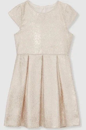 Reiss Nia - Nia Brocade Cap-Sleeve Pleated Dress