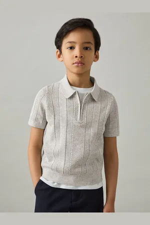 Reiss Texas - Textured-Knit Half-Zip Polo Shirt