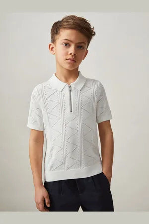 Reiss Spey - Half-Zip Pointelle Polo Shirt