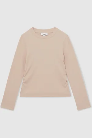 Reiss Trina - Trina Cotton-Jersey Ruched Long-Sleeve T-Shirt