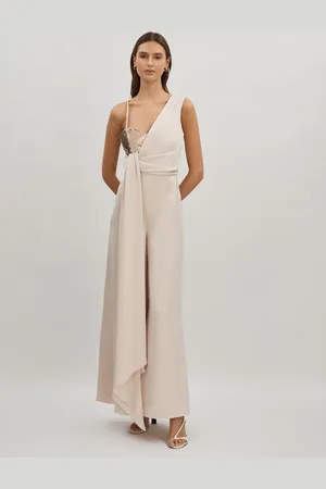 Halston Heritage Khi - Combinaison jambe large en satin ?? sequins