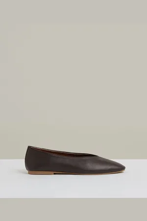 Reiss Amelia - Leather Rounded-Point Toe Ballet Flats
