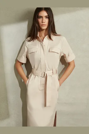 Reiss Aimie - Robe mi-longue utilitaire en m??lange de coton avec ceinture
