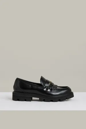 Reiss Lianna - Leather Fringed Chunky Penny Loafers