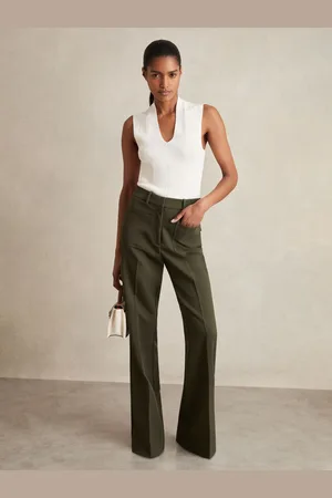 Reiss Priya - Twill High Rise Flared Trousers