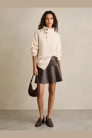 Reiss Charlie - : Leather Flared Mini Skirt