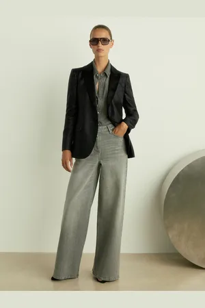Reiss Minnie - Single-Breasted Lam??-Stripe Tuxedo Jacket