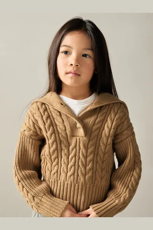Reiss Etta - Cotton-Blend Open-Collar Cable-Knit Jumper With Wool