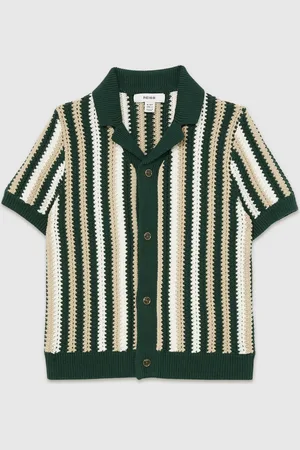 Reiss Carrington - Carrington Cotton Crochet Stripe Cuban Shirt