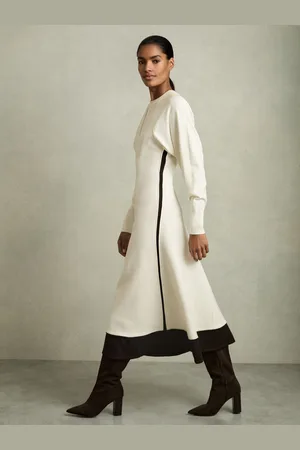 Reiss Caprice - Wool-Blend Hybrid Knitted Midi Dress