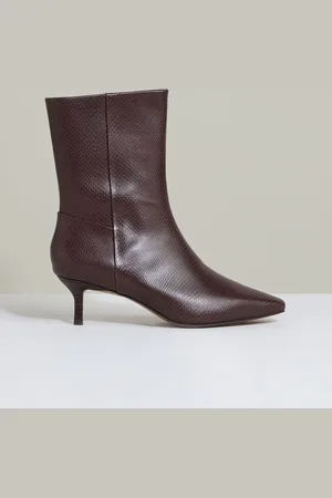 Reiss Millie - Leather Kitten-Heel Ankle Boots