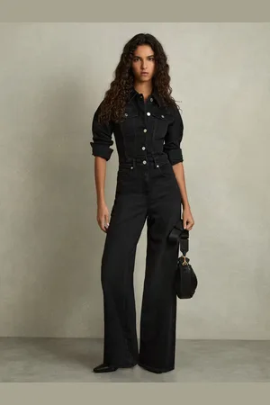 Reiss Celeste - Relaxed Fit Cotton-Blend Denim Jumpsuit