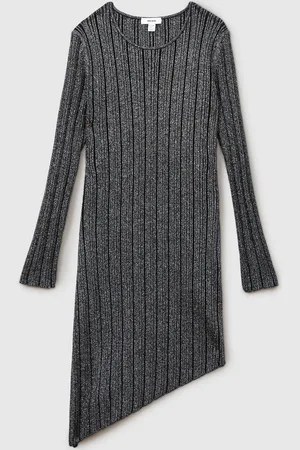 Reiss Jayden - Jayden Metallic Ribbed Asymmetric Dress