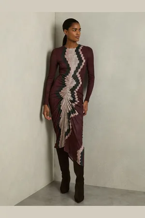 Reiss Georgia -G??orgie Printed Jersey Ruched Midi Dress
