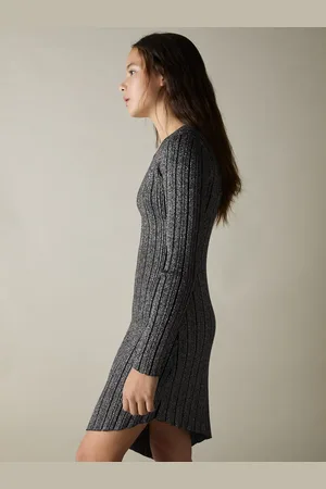 Reiss Jayden - Metallic Ribbed Asymmetric Dress